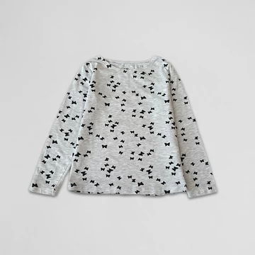 H&amp;M - Lány hosszú ujjú felső, szürke, pillangós (110-116)