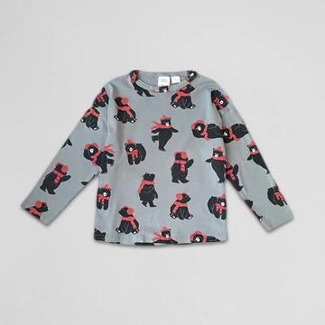 Zara - Fiú hosszú ujjú felső, szürkéskék, mintás (110)