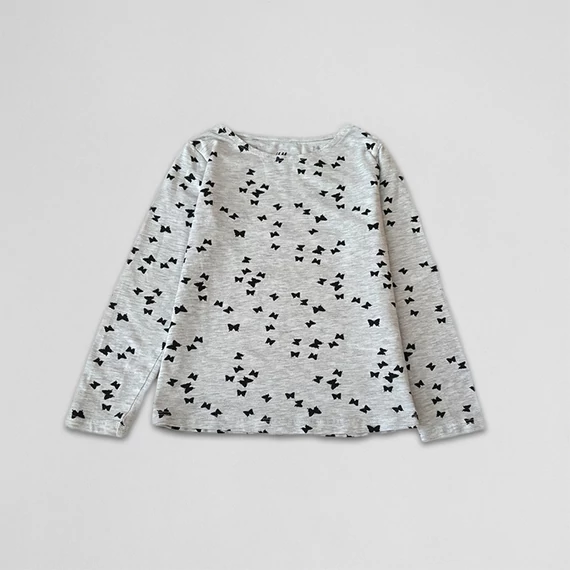 H&M - Lány hosszú ujjú felső, szürke, pillangós (110-116)