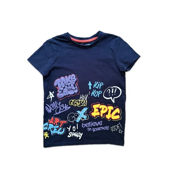 Little Kids - Fiú póló, Graffiti mintás, sötétkék (128)